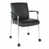 Deals 💯 Office Star Guest Chair In Black Faux Leather With Chrome Frame And Casters 🎁