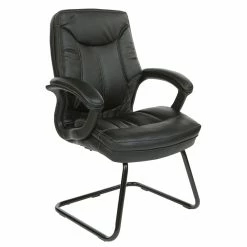 Flash Sale 👏 Office Star Executive Black Faux Leather Visitor Chair With Contrast Stitching 🎉