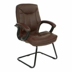 Wholesale 🔥 Office Star Executive Chocolate Faux Leather Visitor Chair With Contrast Stitching ❤️