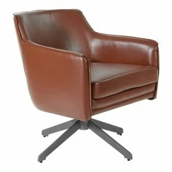Coupon ๐ฅ Office Star Faux Leather Guest Chair In Saddle Brown Faux Leather With Black Base โ