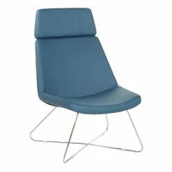 Hot Sale ⌛ Office Star Geena Guest Chair In Dillon Blue Fabric With Chrome Sled Base 👏