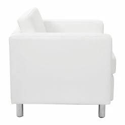 Cheap ❤️ Office Star Pacific Armchair In Dillon Snow White Vinyl Fabric 🎁 -Guest Chairs Sales 2204895 2 L