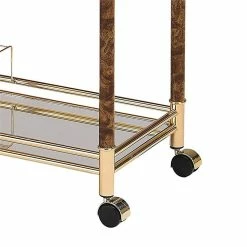 Outlet ✨ Benjara 16" Modern Metal Alluring Serving Cart In Gold And Clear 😉 -Guest Chairs Sales 2206679 3 L
