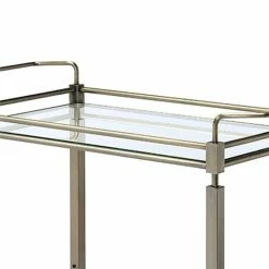 Flash Sale ✨ Benjara 16.14" 2-tier Rectangular Transitional Metal Serving Cart In Silver ✔️ -Guest Chairs Sales 2206733 3 L