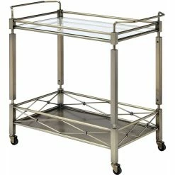 Flash Sale β¨ Benjara 16.14" 2-tier Rectangular Transitional Metal Serving Cart In Silver βοΈ