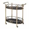 Budget ⌛ Benjara 15.98" Transitional Metal Serving Cart With Open Bottom Shelf In Gold 💯