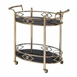 Budget β Benjara 15.98" Transitional Metal Serving Cart With Open Bottom Shelf In Gold π―