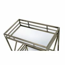 New ⌛ Benjara 19.68" 2-tier Transitional Metal Serving Cart In Silver And Gold 🎁 -Guest Chairs Sales 2206735 2 L