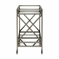 New ⌛ Benjara 19.68" 2-tier Transitional Metal Serving Cart In Silver And Gold 🎁 -Guest Chairs Sales 2206735 3 L