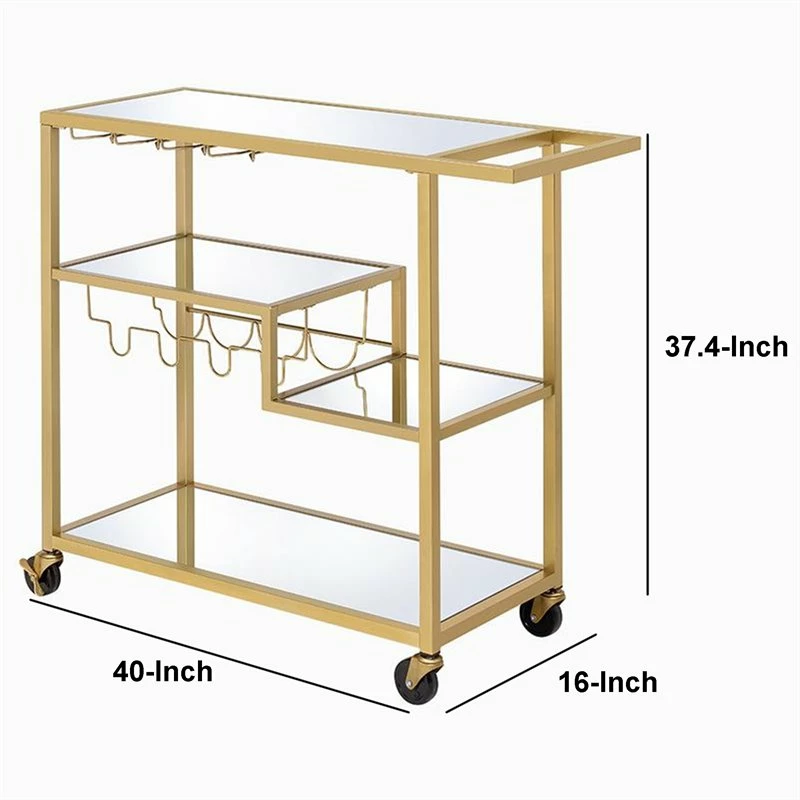 Best Pirce โ๏ธ Benjara 16" Rectangular Transitional Metal Serving Cart With Stemware In Gold ๐ 5 Best Pirce โ๏ธ Benjara 16" Rectangular Transitional Metal Serving Cart With Stemware In Gold ๐ - Image 5