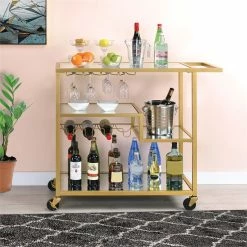 Best Pirce โ๏ธ Benjara 16" Rectangular Transitional Metal Serving Cart With Stemware In Gold ๐ 11 Best Pirce โ๏ธ Benjara 16" Rectangular Transitional Metal Serving Cart With Stemware In Gold ๐ -Guest Chairs Sales 2206736 5 L