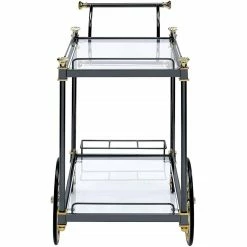 Budget 🥰 Benjara 19.69" Transitional Metal Serving Cart With Glass Shelves In Gold 🔥 -Guest Chairs Sales 2206737 2 L
