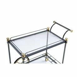 Budget 🥰 Benjara 19.69" Transitional Metal Serving Cart With Glass Shelves In Gold 🔥 -Guest Chairs Sales 2206737 4 L