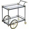 Budget 🥰 Benjara 19.69" Transitional Metal Serving Cart With Glass Shelves In Gold 🔥
