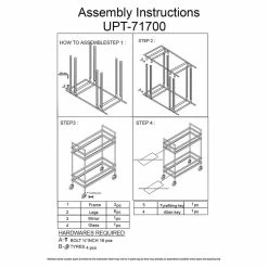 Hot Sale 🌟 The Urban Port 15" Modern Metal Bar Cart With 2 Mirrored Shelves In Gold 🎁 -Guest Chairs Sales 2207108 6 L