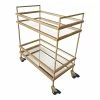 Hot Sale 🌟 The Urban Port 15" Modern Metal Bar Cart With 2 Mirrored Shelves In Gold 🎁