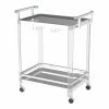 Coupon 🎉 Benjara 28.5" Transitional Glass Serving Cart With Glass Top In Clear 💯