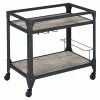 Outlet 🎉 Benjara 16" 2-tier Contemporary Metal Serving Cart With Wood Shelves In Black ✔️
