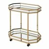 Wholesale 🛒 Benjara 17" Transitional Metal Serving Cart With Mirrored Shelves In Gold/Silver ⌛