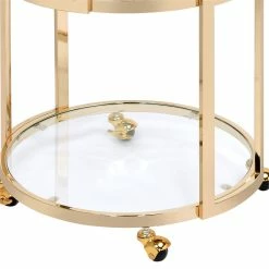 Discount 🔥 Benjara 19.68" 3-tier Metal Serving Cart With Round Glass Shelves In Gold 🌟 -Guest Chairs Sales 2207423 3 L