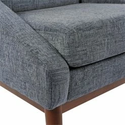 Outlet 🌟 Office Star OSP Home Furnishings Davenport Chair In Navy Fabric With Coffee Finish Legs K/D ⌛ -Guest Chairs Sales 2209050 5 L