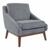 Outlet 🌟 Office Star OSP Home Furnishings Davenport Chair In Navy Fabric With Coffee Finish Legs K/D ⌛