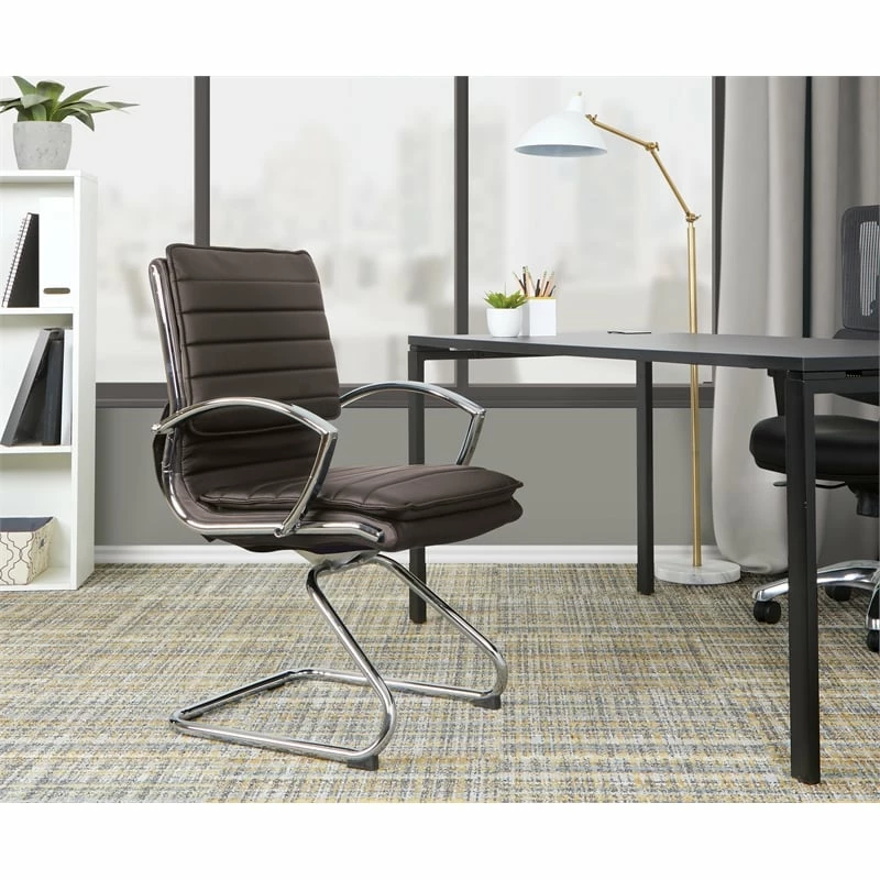 Flash Sale ๐ Office Star Guest Faux Leather Chair In Espresso With Chrome Base ๐งจ 2 Flash Sale ๐ Office Star Guest Faux Leather Chair In Espresso With Chrome Base ๐งจ - Image 2