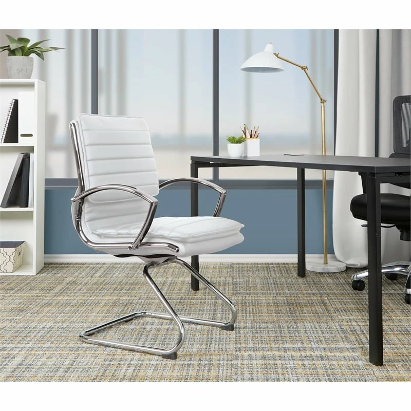 Outlet ๐ฅ Office Star Guest Faux Leather Chair In White With Chrome Base โญ 2 Outlet ๐ฅ Office Star Guest Faux Leather Chair In White With Chrome Base โญ - Image 2