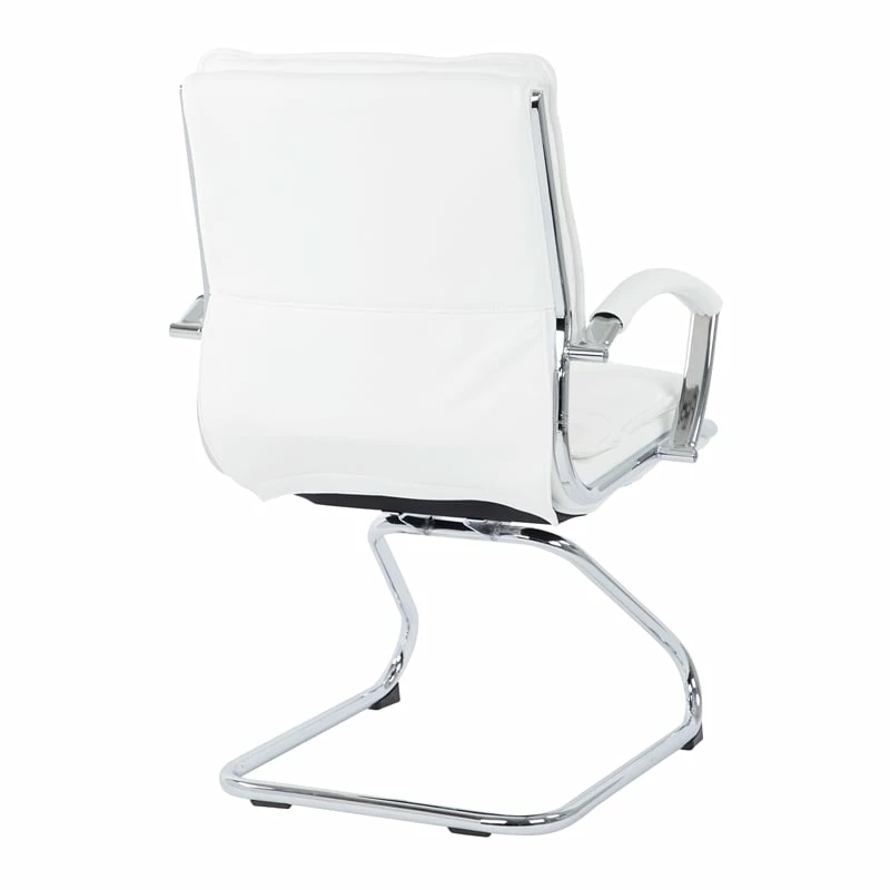 Outlet ๐ฅ Office Star Guest Faux Leather Chair In White With Chrome Base โญ 5 Outlet ๐ฅ Office Star Guest Faux Leather Chair In White With Chrome Base โญ - Image 5