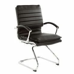 Cheapest โญ Office Star Guest Faux Leather Chair In Black With Chrome Base ๐ฅ