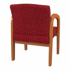 New 😀 Office Star Medium Oak Finish Wood Visitor Chair In Fine Tune Ruby Red Fabric 🌟 -Guest Chairs Sales 2209666 2 L