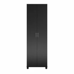 Best Sale 💯 Ameriwood Home SystemBuild Lonn 24" Utility Storage Cabinet In Black 🔔 -Guest Chairs Sales 2216357 6 L