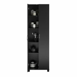 Best Sale 💯 Ameriwood Home SystemBuild Lonn 24" Utility Storage Cabinet In Black 🔔 -Guest Chairs Sales 2216357 8 L