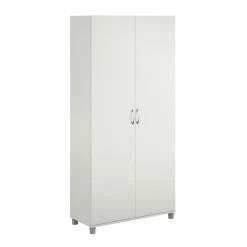 Discount 🤩 Ameriwood Home SystemBuild Lonn 36" Utility Storage Cabinet In White 🎉 -Guest Chairs Sales 2216361 7 L
