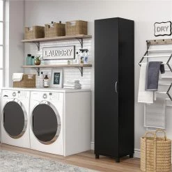 Discount 💯 Ameriwood Home SystemBuild Lonn 16" Utility Storage Cabinet In Black 🧨 -Guest Chairs Sales 2216363 2 L