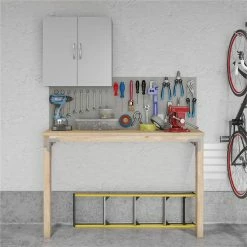 New 👏 Ameriwood Home SystemBuild Lonn 24" Wall Cabinet In Dove Gray 🎁 -Guest Chairs Sales 2216368 3 L