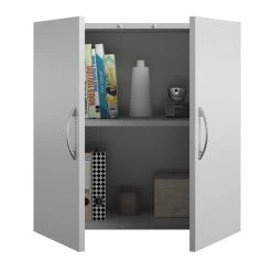 New 👏 Ameriwood Home SystemBuild Lonn 24" Wall Cabinet In Dove Gray 🎁 -Guest Chairs Sales 2216368 9 L