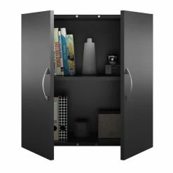 Flash Sale 😀 Ameriwood Home SystemBuild Lonn 24" Wall Cabinet In Black 💯 -Guest Chairs Sales 2216369 9 L