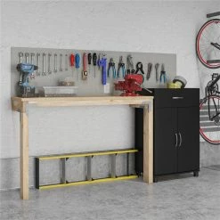 Budget 🔔 Ameriwood Home SystemBuild Lonn 24" 1 Drawer/2 Door Base Storage Cabinet In Black ✔️ -Guest Chairs Sales 2216377 4 L