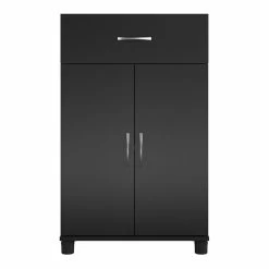 Budget 🔔 Ameriwood Home SystemBuild Lonn 24" 1 Drawer/2 Door Base Storage Cabinet In Black ✔️ -Guest Chairs Sales 2216377 6 L