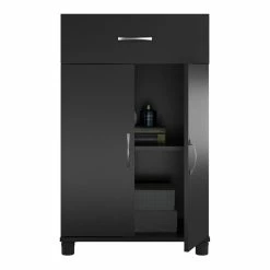 Budget 🔔 Ameriwood Home SystemBuild Lonn 24" 1 Drawer/2 Door Base Storage Cabinet In Black ✔️ -Guest Chairs Sales 2216377 8 L