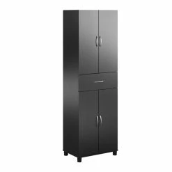 New 💯 Ameriwood Home SystemBuild Lonn Storage Cabinet With Drawer In Black ❤️ -Guest Chairs Sales 2216379 6 L