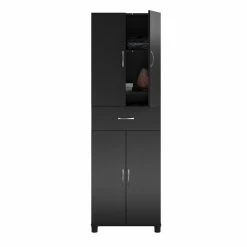 New 💯 Ameriwood Home SystemBuild Lonn Storage Cabinet With Drawer In Black ❤️ -Guest Chairs Sales 2216379 9 L