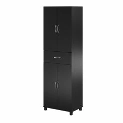 New 💯 Ameriwood Home SystemBuild Lonn Storage Cabinet With Drawer In Black ❤️