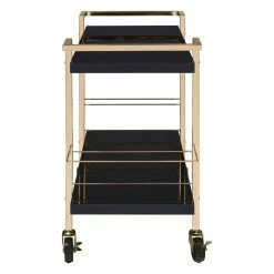 Best Sale 🔔 OS Home And Office Furniture Alios Serving Cart With Black Gold Frame 👏 -Guest Chairs Sales 2223483 5 L