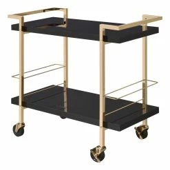 Best Sale 🔔 OS Home And Office Furniture Alios Serving Cart With Black Gold Frame 👏 -Guest Chairs Sales 2223483 6 L