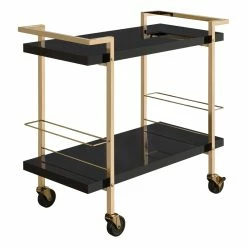 Best Sale π OS Home And Office Furniture Alios Serving Cart With Black Gold Frame π