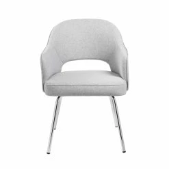 Promo 🌟 Scranton & Co Black CaressoftPlus Dining Chair In Gray Linen 🔔 -Guest Chairs Sales 2226329 2 L