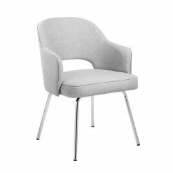 Promo 🌟 Scranton & Co Black CaressoftPlus Dining Chair In Gray Linen 🔔