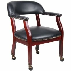 Discount 🧨 Scranton & Co Traditional Faux Leather Executive Guest Chair In Black ✔️